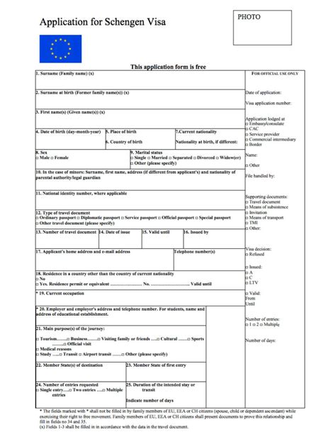 schengen visa form fillable printable forms free online