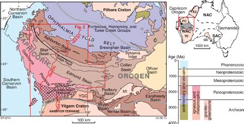 Satellite capricorn map (new south wales / australia). Elements of the Capricorn Orogen and surrounding cratons and basins,... | Download Scientific ...