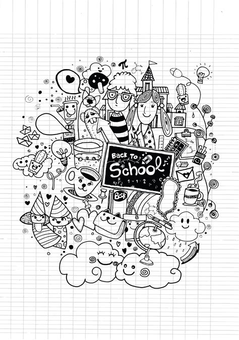 Doodle Back To School Doodle Art Doodling Coloring Pages For Adults