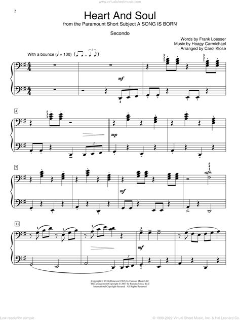Carmichael Heart And Soul Sheet Music For Piano Four Hands