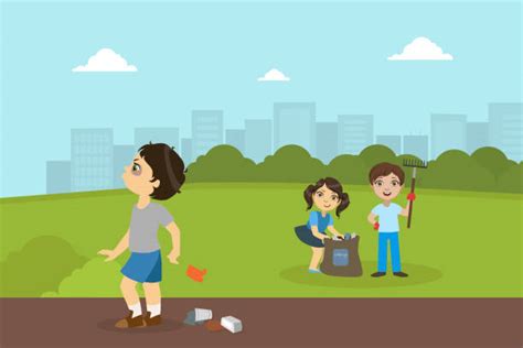 Child Throwing Garbage Illustrations Royalty Free Vector Graphics