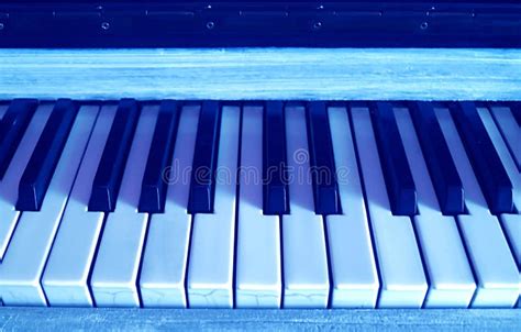 Pop Art Style Blue Colored Keyboard Of The Upright Piano Stock Image