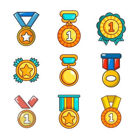 Conjunto De Iconos De La Medalla De Oro Premium Vector Freepik