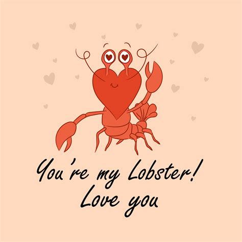 Love You My Lobster Valentines Card Boomf
