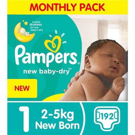 Pampers New Baby Dry Size 1 New Born Starter Pack 192 Nappies 2 5k
