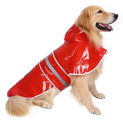 Hde Dog Raincoat Clear Waterproof Rain Jacket With Hood And Reflective