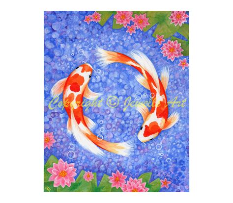 Feng Shui Art 'Koi For Love' Print from my original | Etsy ...