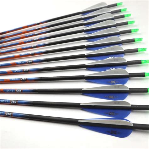 12pc 30 Inches Pure Carbon Arrow Spine 350 400 500 Id 62 Mm With 3