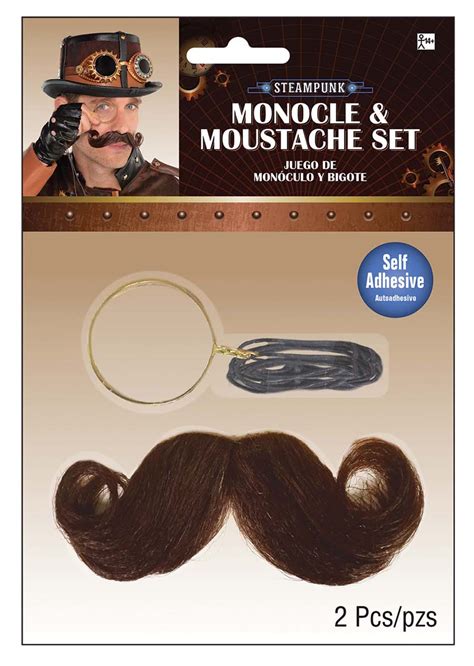 Monocle Moustache Steampunk Mens Adult Industrial Victorian Set