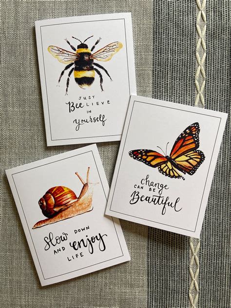 Inspirational Quotes Greeting Cards Set Of Etsy