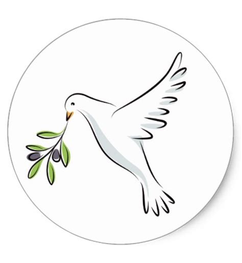 White Peace Dove With Olive Branch Classic Round Sticker
