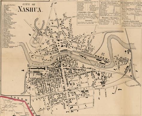 City Of Nashua New Hampshire 1858 Old Town Map Custom Print