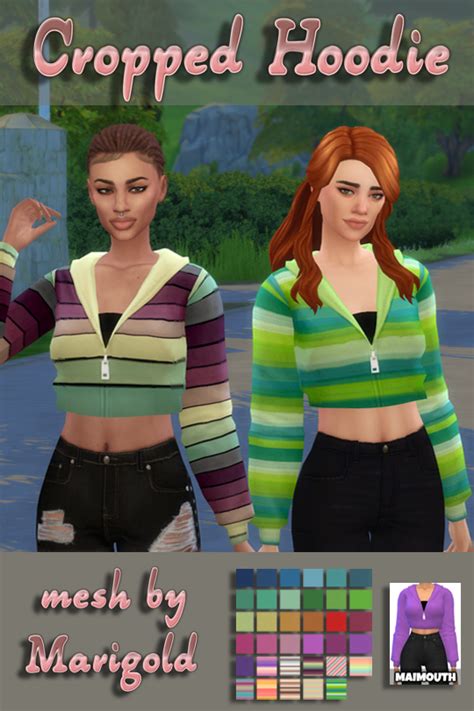 Cropped Hoodie Recolors At Maimouth Sims4 Sims 4 Updates