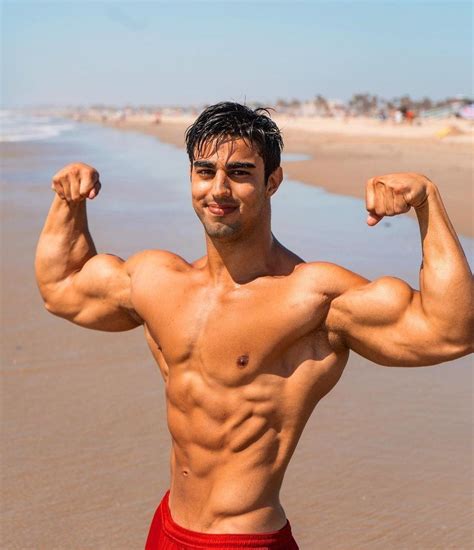 Hot Tanned Beach Guys Shirtless Muscular Body Strong Huge Biceps Flex Dark Hunk