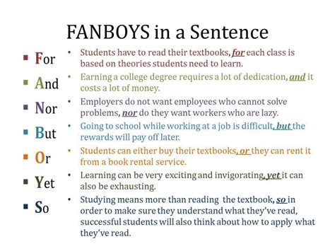Examples of thus in a sentence, how to use it. Fanboys in a Sentence - Materials For Learning English