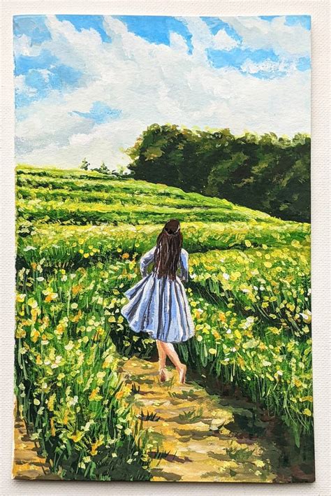 Woman In Flower Field Painting By Neha Agarwal Saatchi Art
