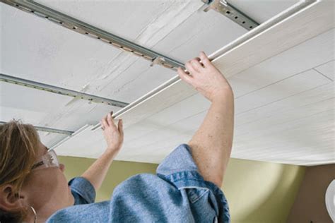 Learn how easy a drop ceiling installation can be. Prefinished Ceiling Planks Work Equally Well as Wall ...