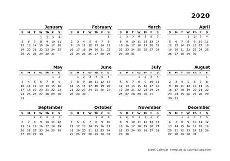 All these are in word format and are editable. 2020 Yearly Calendar Blank Minimal Design - Free Printable Templates