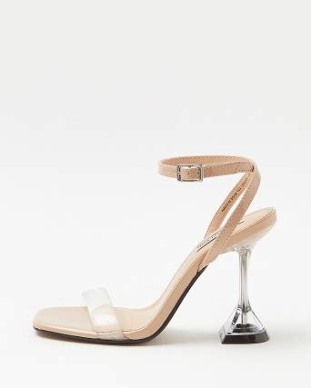 River Island Beige Perspex Heels Barely There Martini Heel Sandals