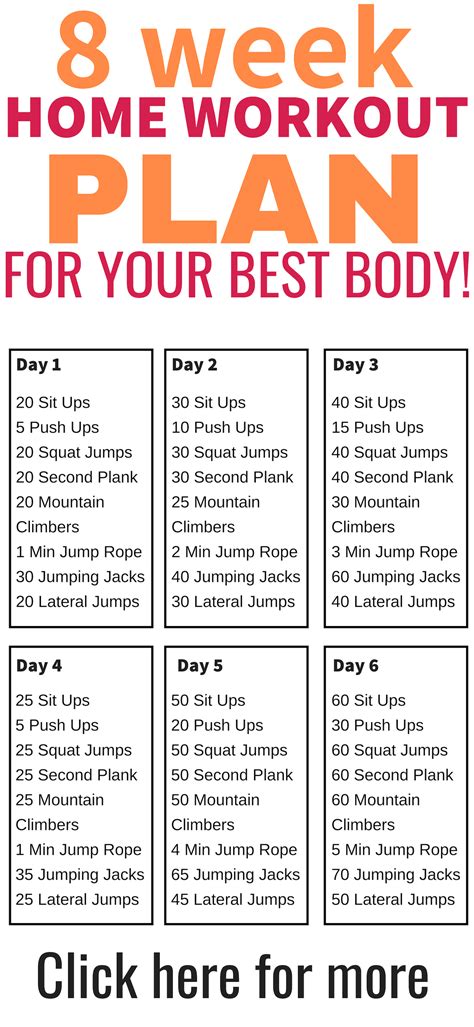 The 8 Week Home Workout Plan For Your Best Body Click Here For More