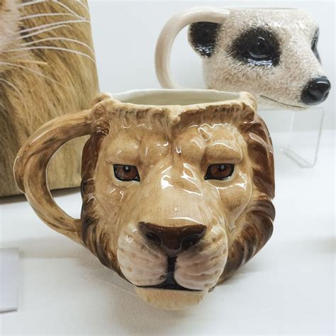 Lion And Meerkat Shaped Ceramic Mugs Mug Lion Animal Tware
