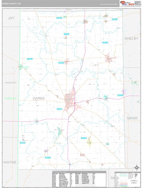 Darke County Oh Wall Map Premium Style By Marketmaps Mapsales