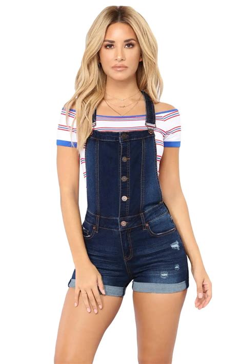 Women Summer Denim Bib Overalls Jeans Shorts Jumpsuits And Rompers