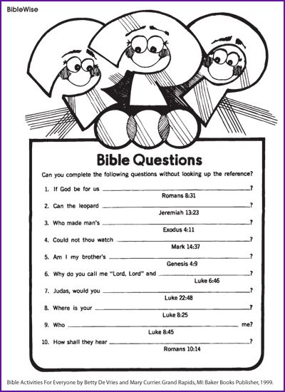 Answer Different Questions From The Bible Kids Korner Biblewise