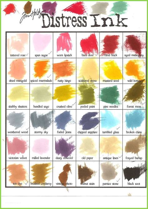 Tim Holtz Distress Oxide Color Chart Beautiful Memento Ink Color