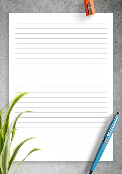 Lined paper, also known as ruled paper is a type of paper for writing which has horizontal lines printed on it. Download Printable Lined Paper Template 7mm PDF