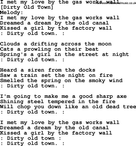 Old English Song Lyrics For I Met My Love By The Gas Works Wall With Pdf