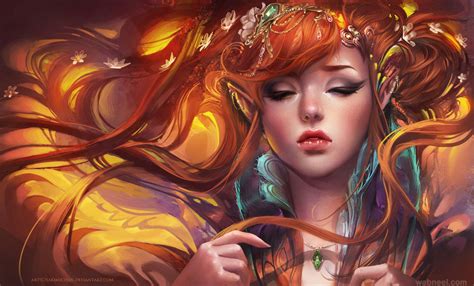 Fantasy Woman Digital Painting By Sakimichan 12 Full Image