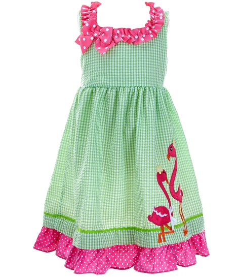 Rare Editions Little Girls 2t 6x Sleeveless Flamingo Appliqued Checked