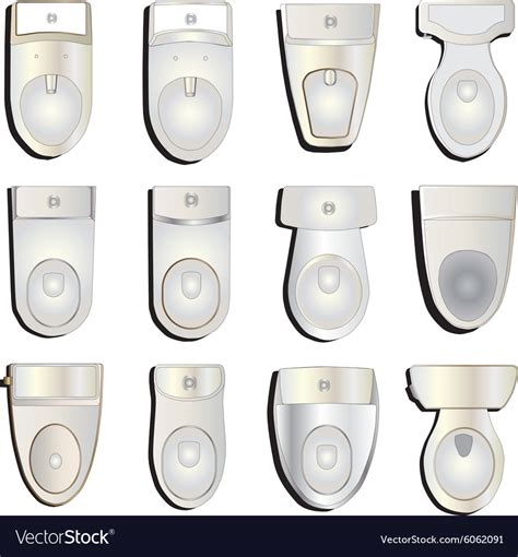 Toilet Top View Set 2 Royalty Free Vector Image