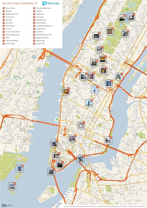 Manhattan Map With Landmarks Map Of Manhattan With Points Of Interest