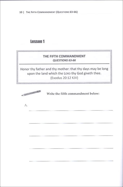 Westminster Shorter Catechism For Kids Workbook 6 The Ten Commandments