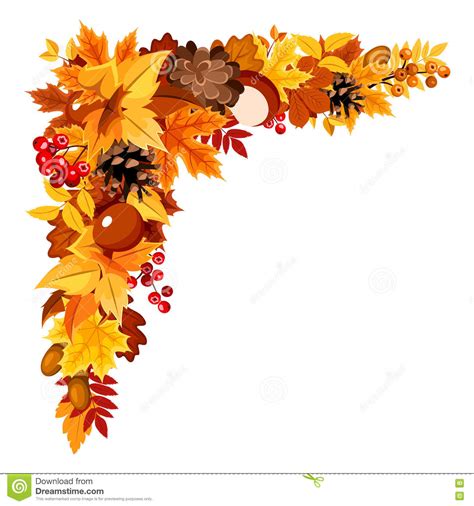 Corner Background With Colorful Autumn Leaves Vector
