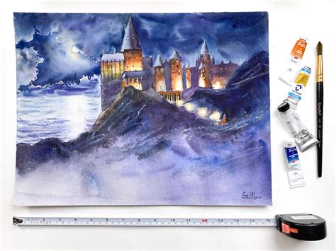 DIGITAL Harry Potter Painting Watercolor Hogwarts Magic Etsy