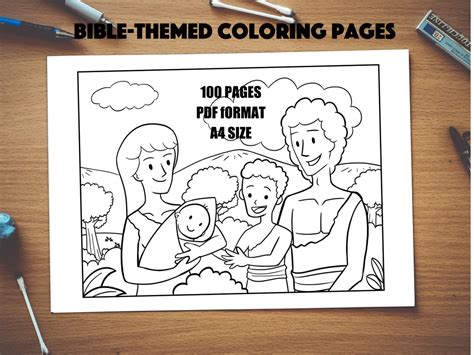 Children Bible Themed Coloring Pages 100 Coloring Pages Etsy