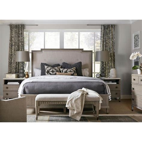 Julia Modern Classic Grey Upholstered Light Brown Wood Bed King