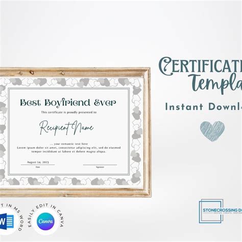 Best Boyfriend Award Certificate Etsy