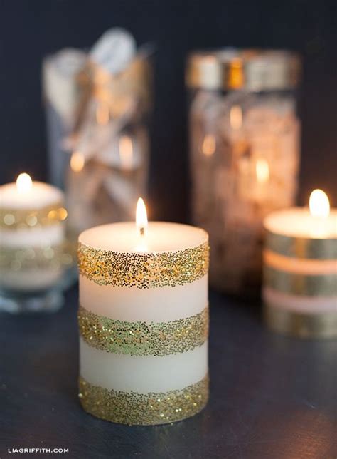 Dress Up Plain White Candles With Gold Leaf And Glitter Glitter Candles