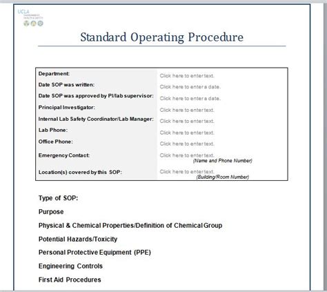 Standard Operating Procedures Templates Danetteforda