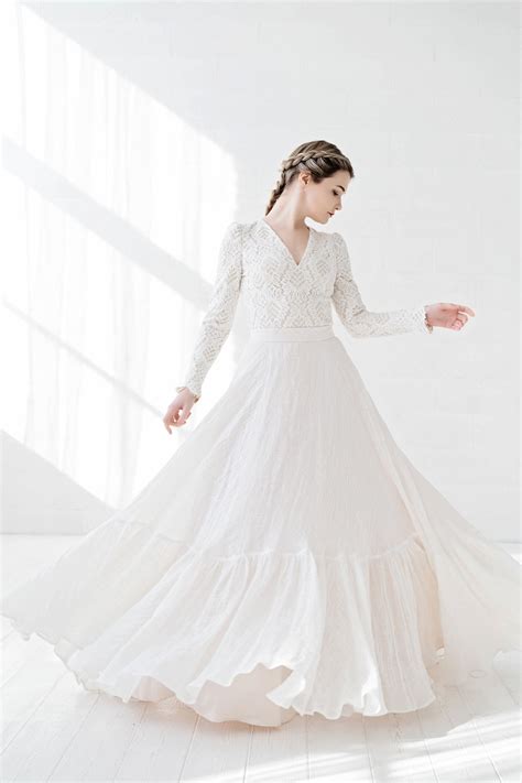Olivia Cotton And Linen Wedding Dress Rustic Wedding Dress Etsy