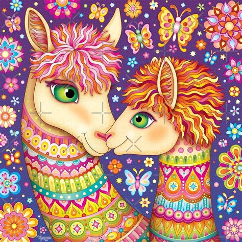 Rainbow Llamas Art Colorful Llama Art By Thaneeya Mcardle With