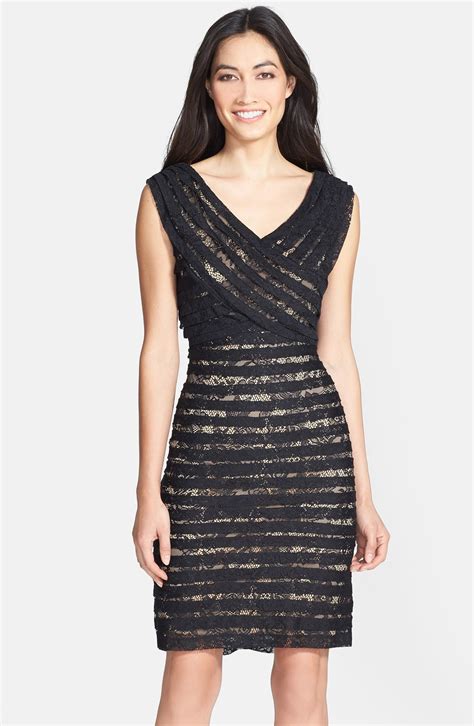 Adrianna Papell Crossover Bodice Banded Lace Dress Nordstrom