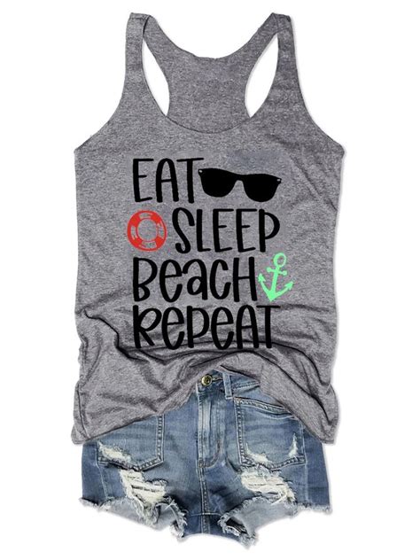 Eat Sleep Beach Repeat Tank Top Lilicloth