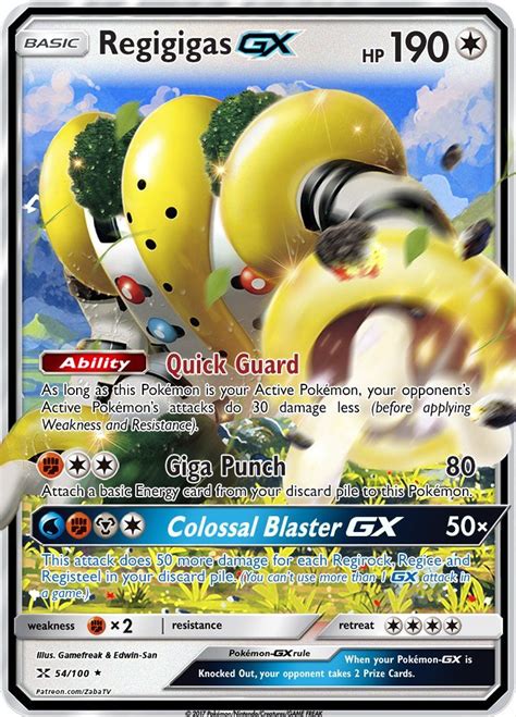 Regigigas Gx Custom Pokemon Card Pokemon Cards Cool Pokemon Cards