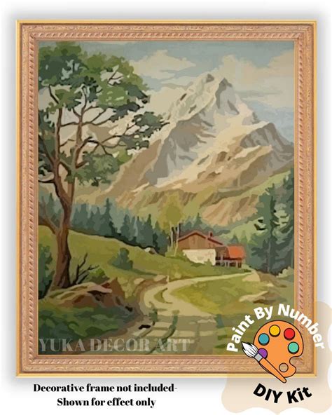 Vintage Style Art Paint By Number Kit Adult Mountain Valley Etsy