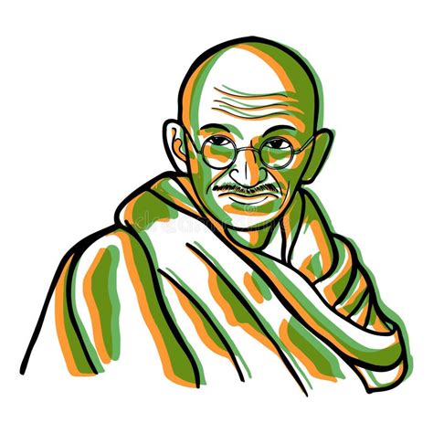 Face Vector Mahatma Gandhi Illustration With Glitch Effect Color Of